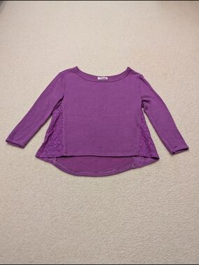 Aeropostale Purple Long Sleeve Lace-Inset Top